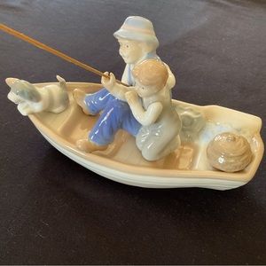 Vintage Meico Paul Sebastian “Grandpa & Grandson w/Dog Fishing